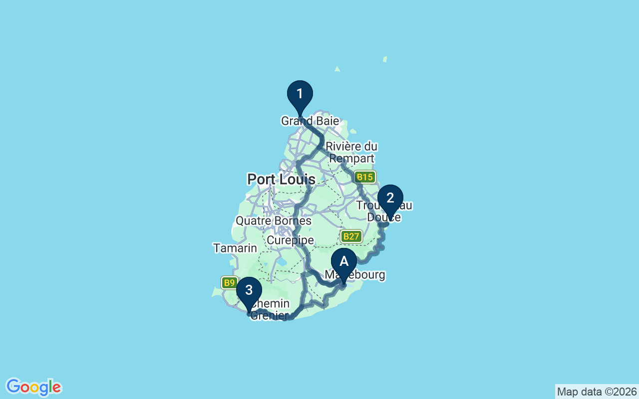 Kaart met de route van deze rondreis