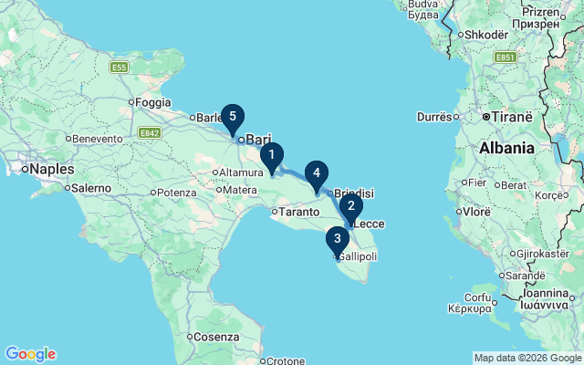 Kaart met de route van deze rondreis