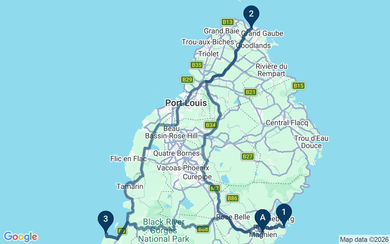 Kaart met de route van deze rondreis